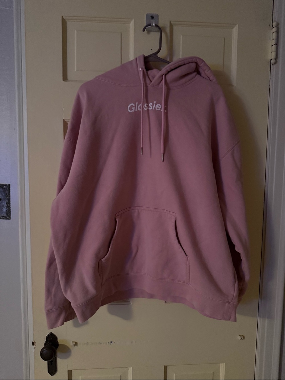 Glossier Dusty Pink Pullover Hoodie with Logo